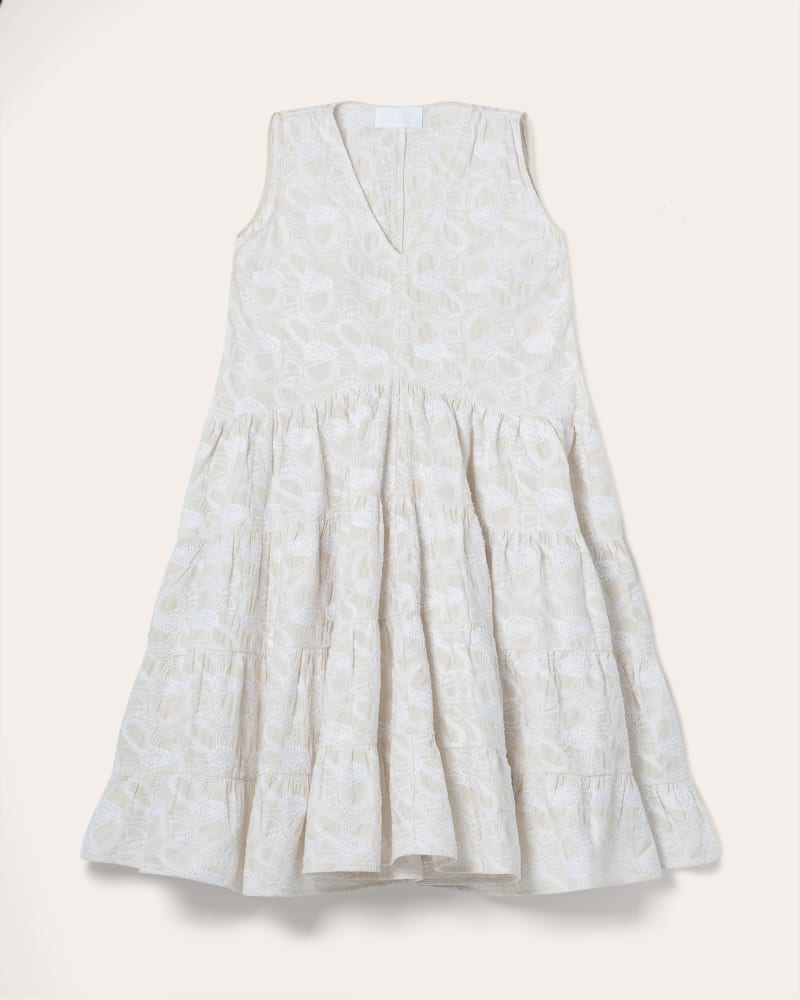 Front of a size L Wallis Emb Dress in Chalk by Merlette. | dia_product_style_image_id:348422